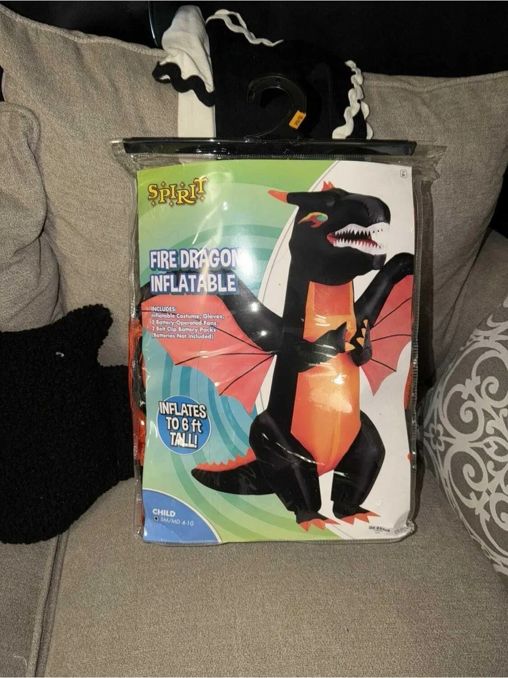 Spirit Kids Fire Dragon Inflatable - Black & Orange